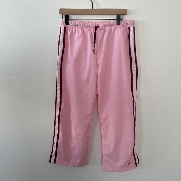 ⭐️Nike Track Bubblegum Pink Red Ankle Swoosh Y2K Trendy Lounge Workout Run Pants - Picture 1 of 4